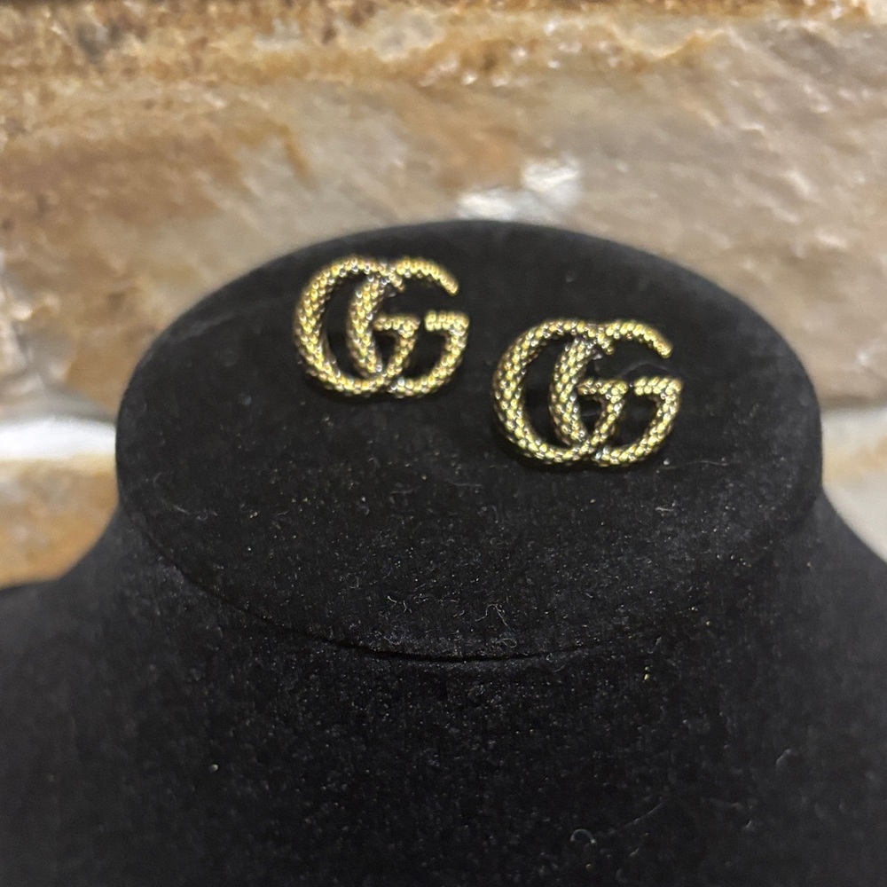 Gold GG Logo Stud Earrings